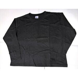Akimbo Shirt XL Chain Peeker Long Sleeve Single Stitch Solid Black Cotton USA